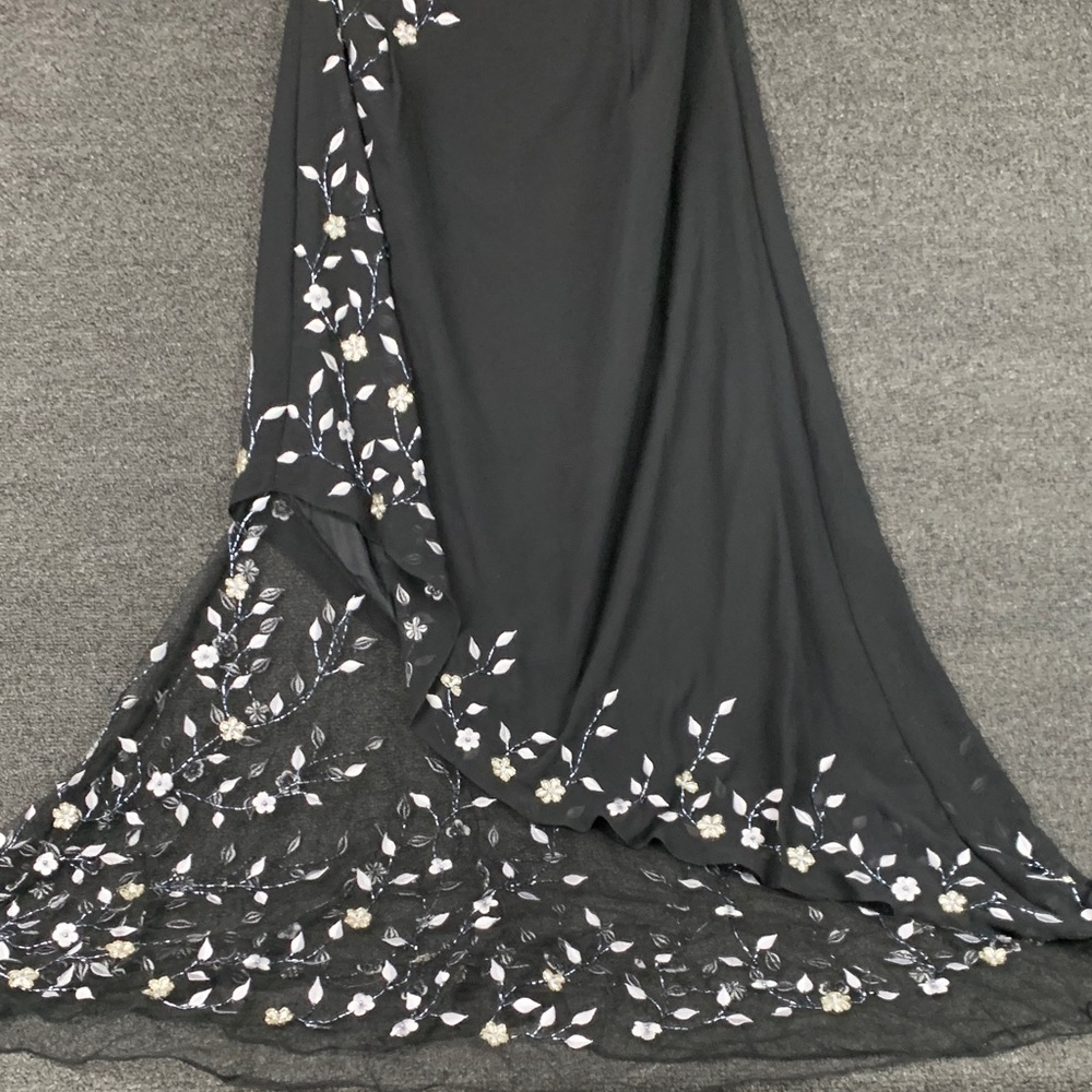 La Femme Black Floral Beaded Maxi Dress - Picture 8 of 13